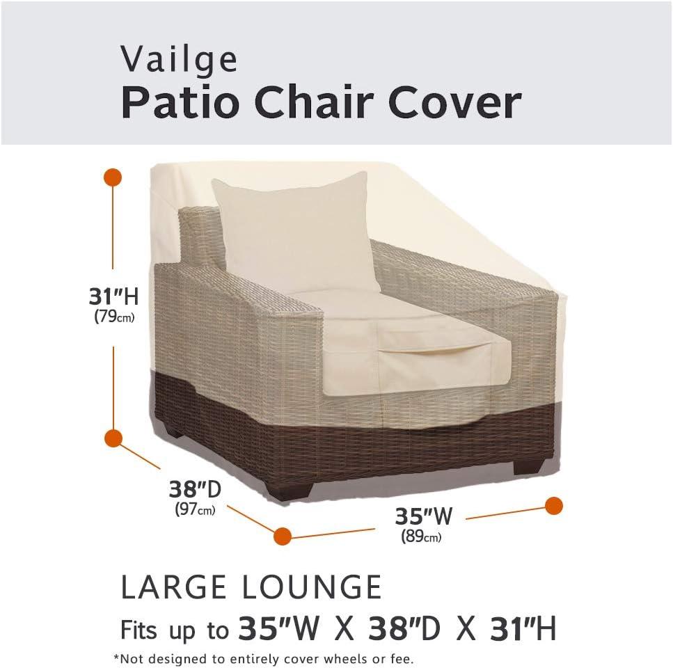 Patio Chair Covers, Lounge Deep Seat Cover, Heavy Duty and Waterproof Outdoor Lawn Patio Furniture Covers ( 2 Pack - Large, Beige & Brown) .