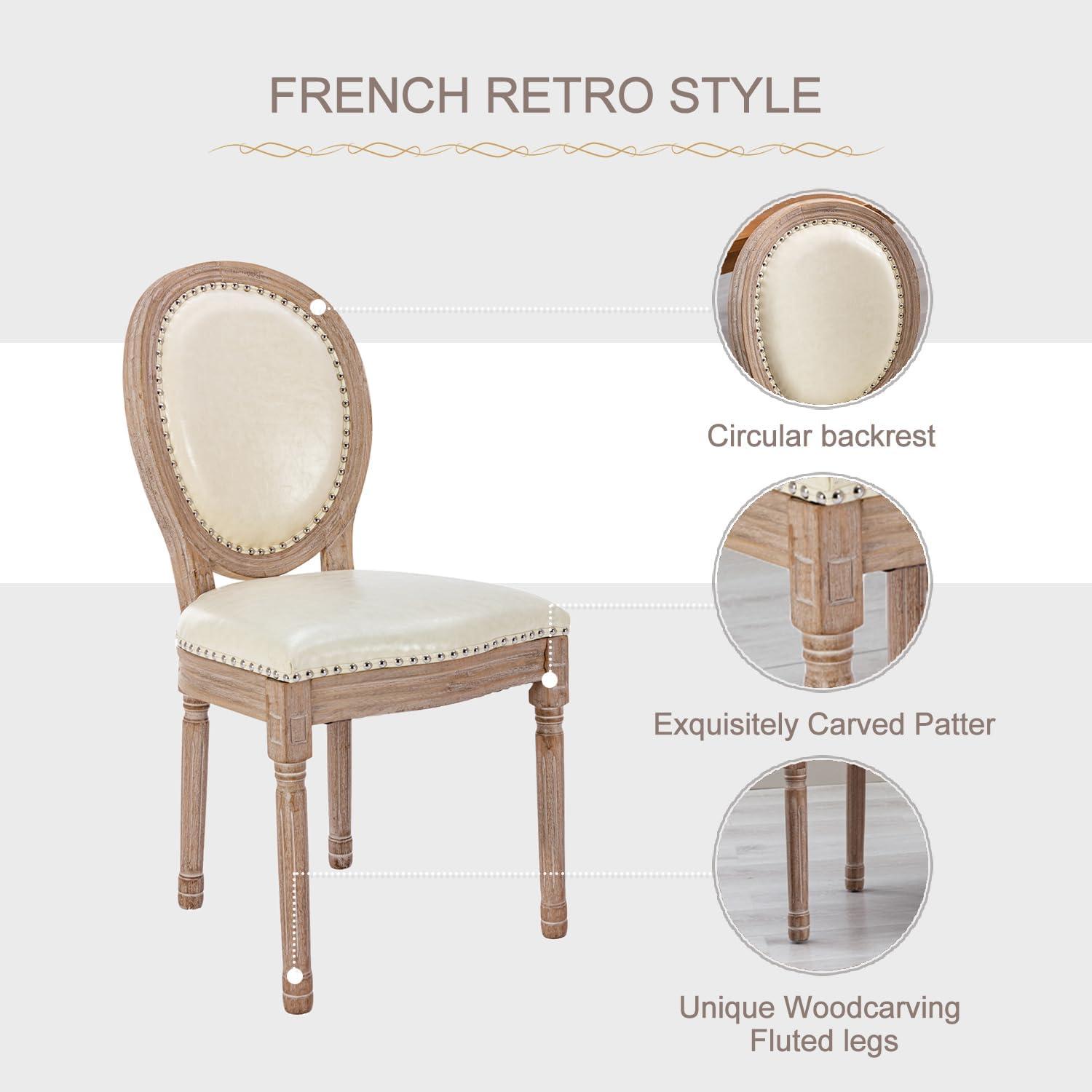 Sumdeal French Dining Chairs Set, Upholstered Vintage Farmhouse Chair,Mid Century Fabric Chair with Solid rubberwood Leg for Dining Room Bedroom Kitchen Restaurant