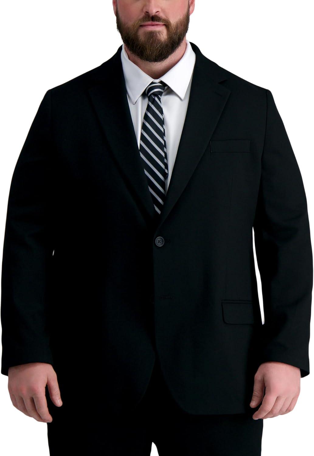 Big & Tall Black Polyester Blend Business Suit Jacket