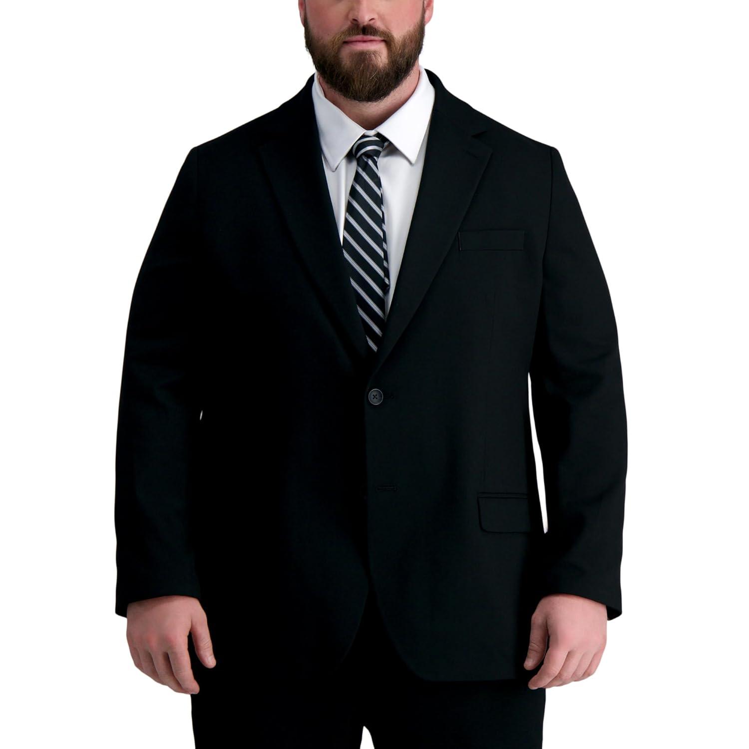 Big & Tall Black Polyester Blend Business Suit Jacket