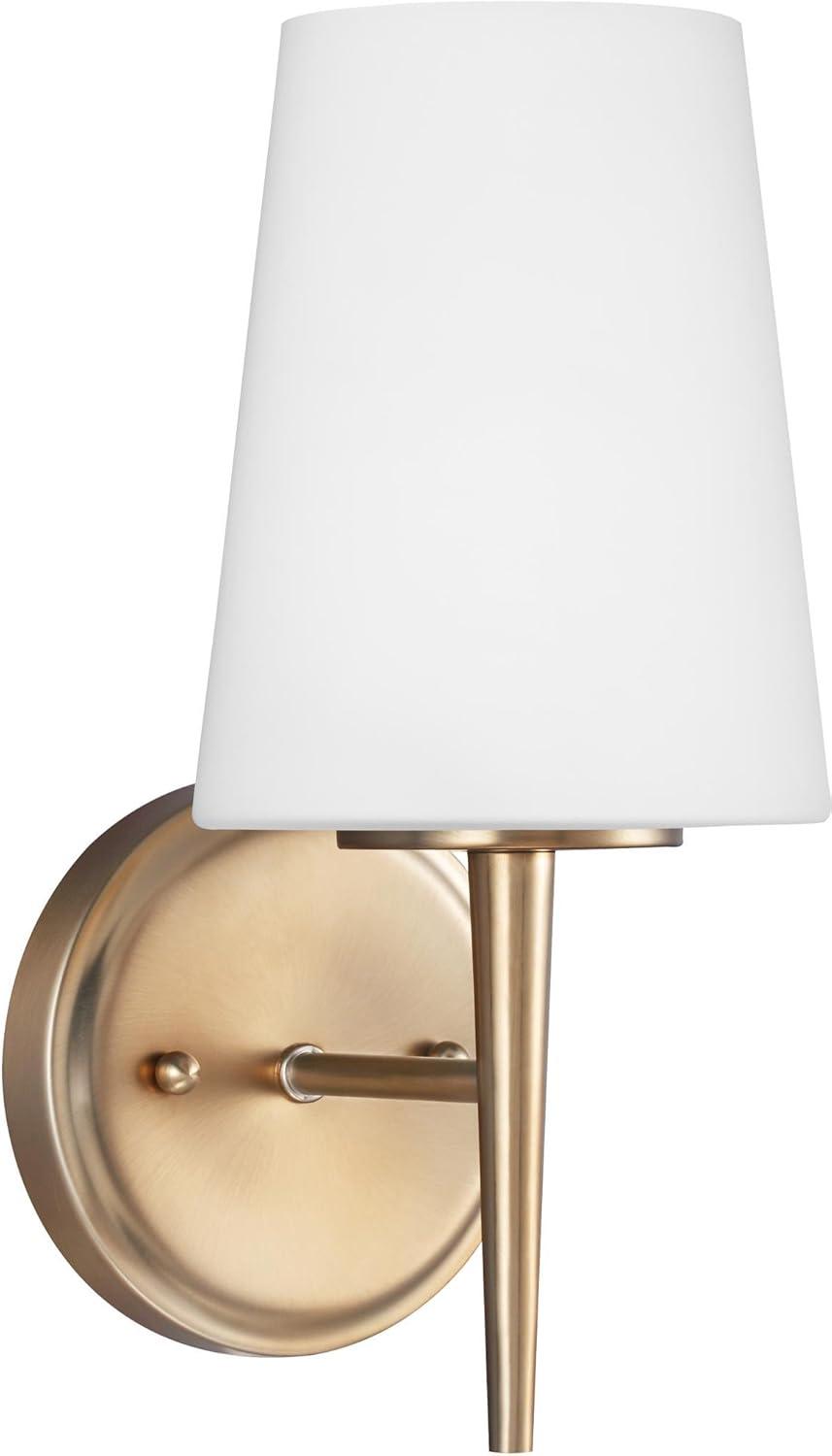 Satin Brass and Opal Glass LED Wall Sconce