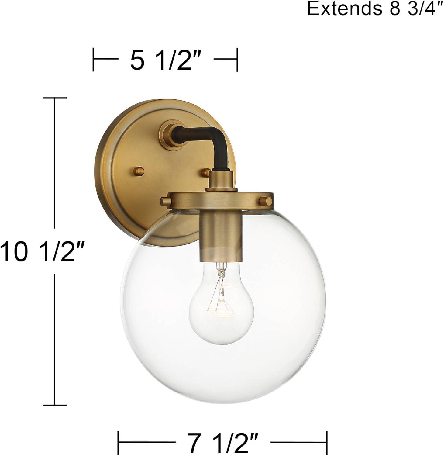 Gold 15" Modern Vanity Wall Sconce with Clear Glass Globe