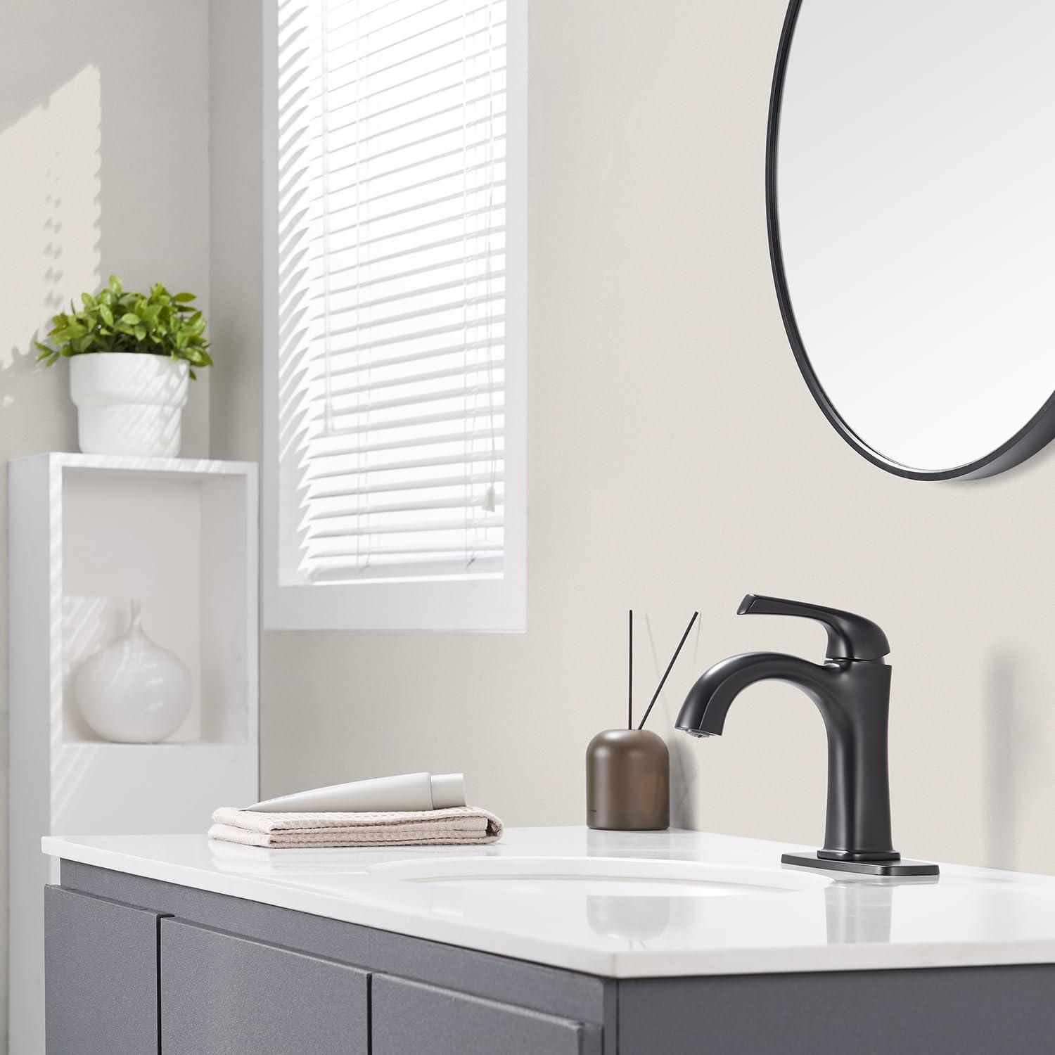 Arvo Single Hole Bathroom Faucet with Drain Assembly, Single Handle Bathroom Sink Faucet