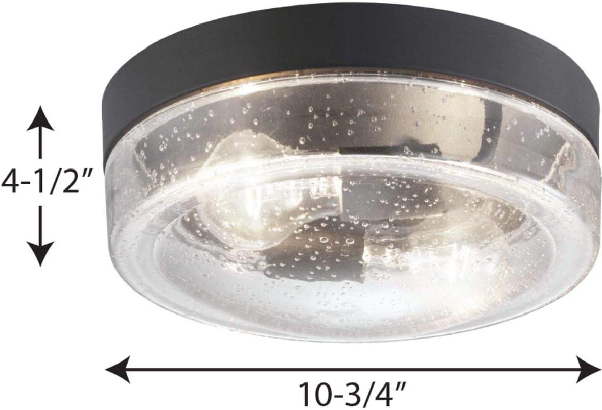 Progress Lighting Weldon 2-Light Flush Mount Ceiling Light in Black with Clear Seeded Glass