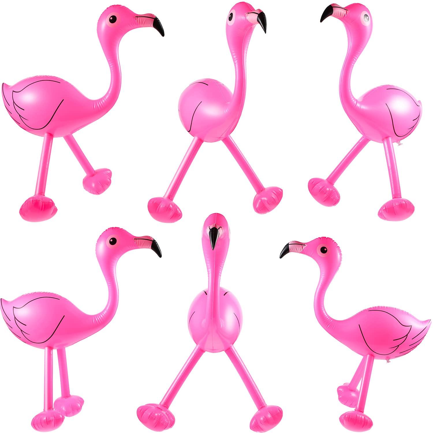 Yaomiao Inflatable Pink Flamingo Summer Beach Luau Birthday Party Accessories for Outdoor Indoor Hawaiian Party Decoration(6 Pieces)