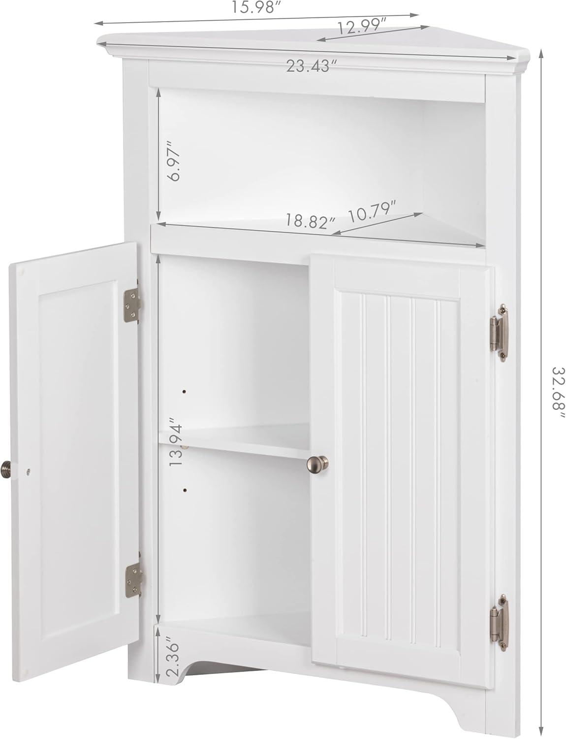 White MDF Lockable Corner Cabinet with Adjustable Shelving