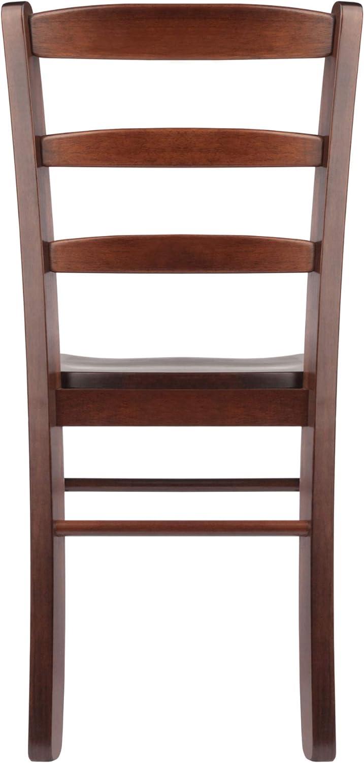 Set of 2 Ladder Back Chair Antique Walnut - Winsome: Hardwood, Non-Unupholstered, Kitchen Seating