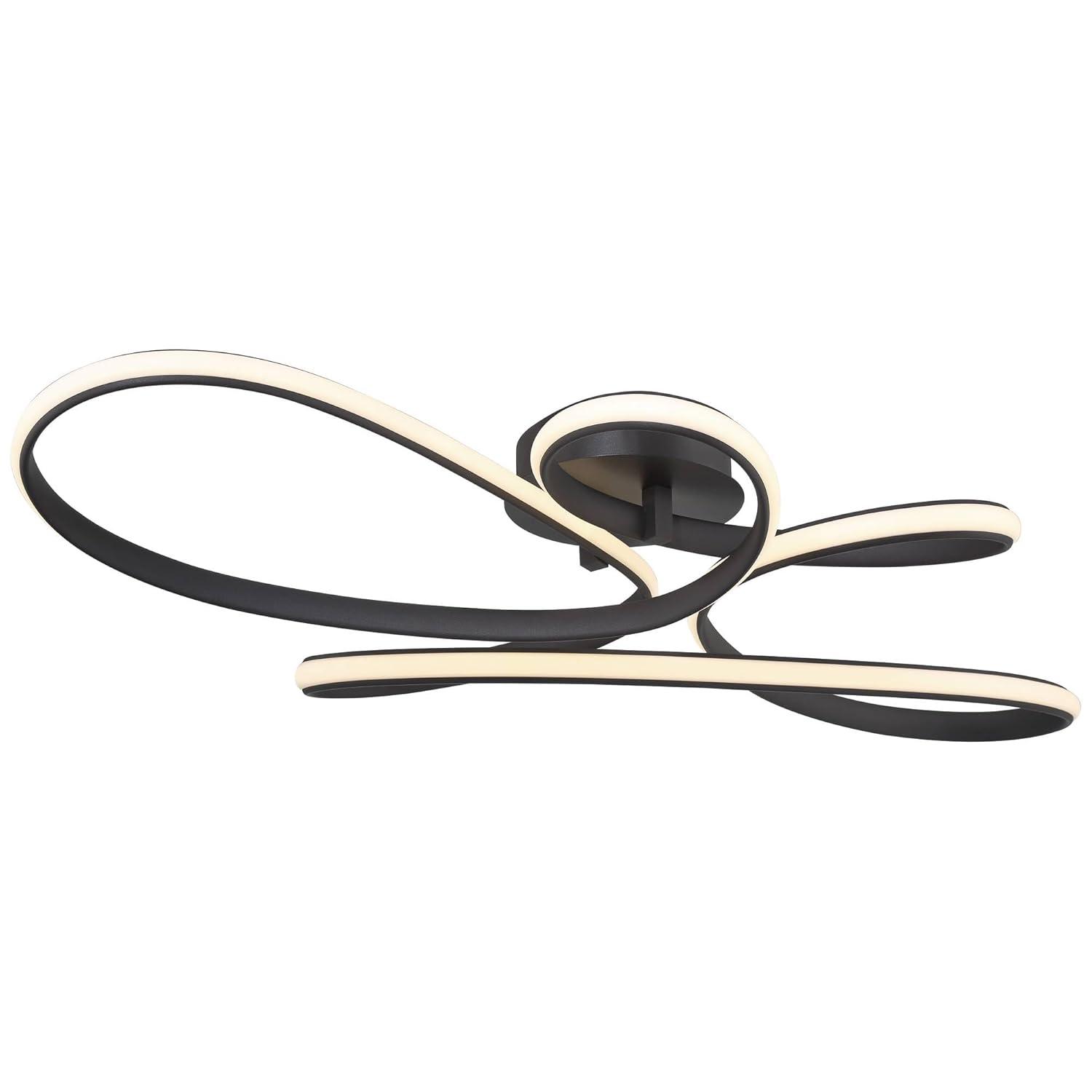 Possini Euro Design Helix Ultra Modern Semi Flush-Mount Ceiling Light Sand Black Dimmable LED Strip Twisting Ribbon 36 1/2" Wide Bedroom Kitchen