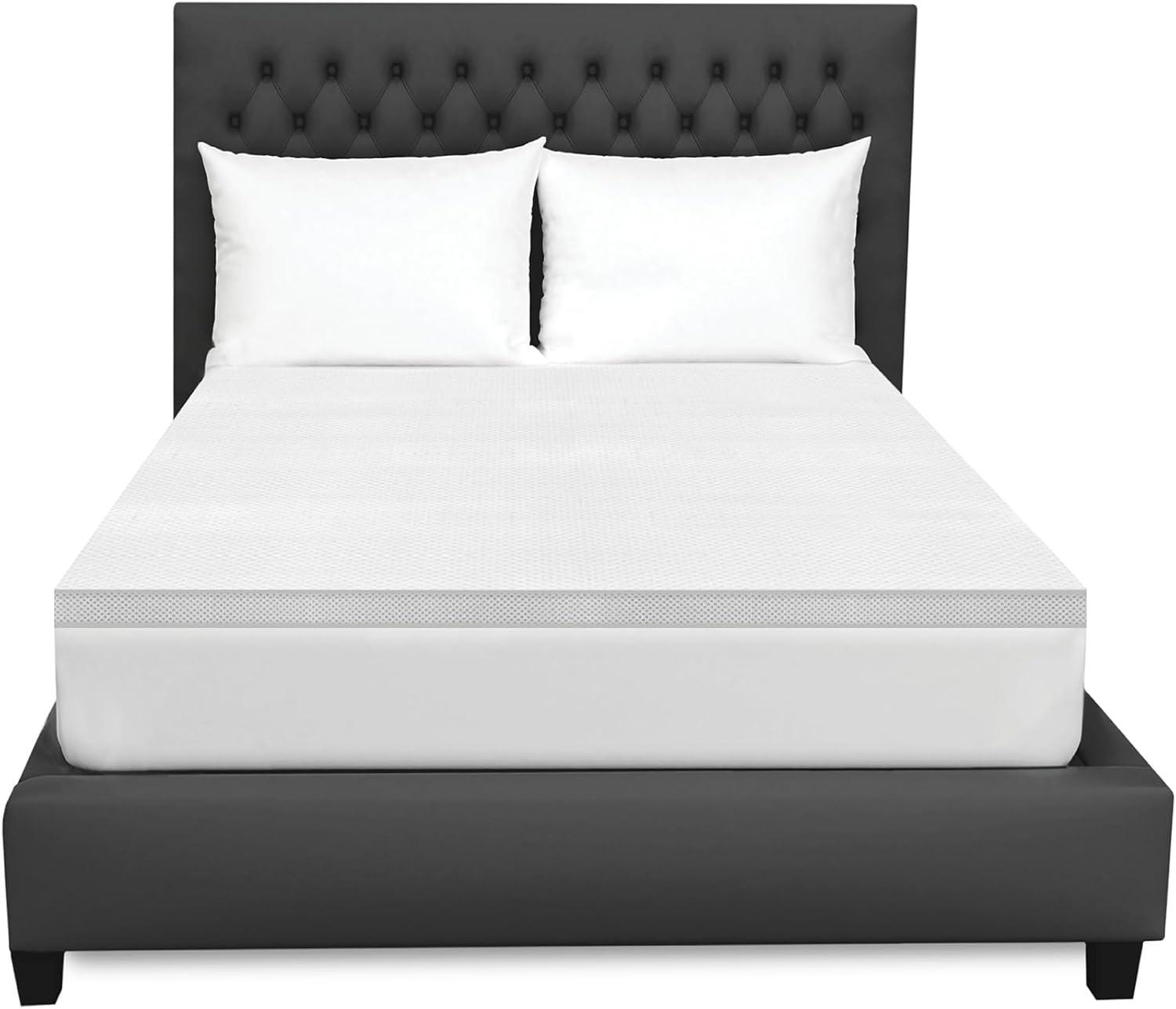 2-Inch White Cooling Gel Memory Foam Mattress Topper with Graphene Cover