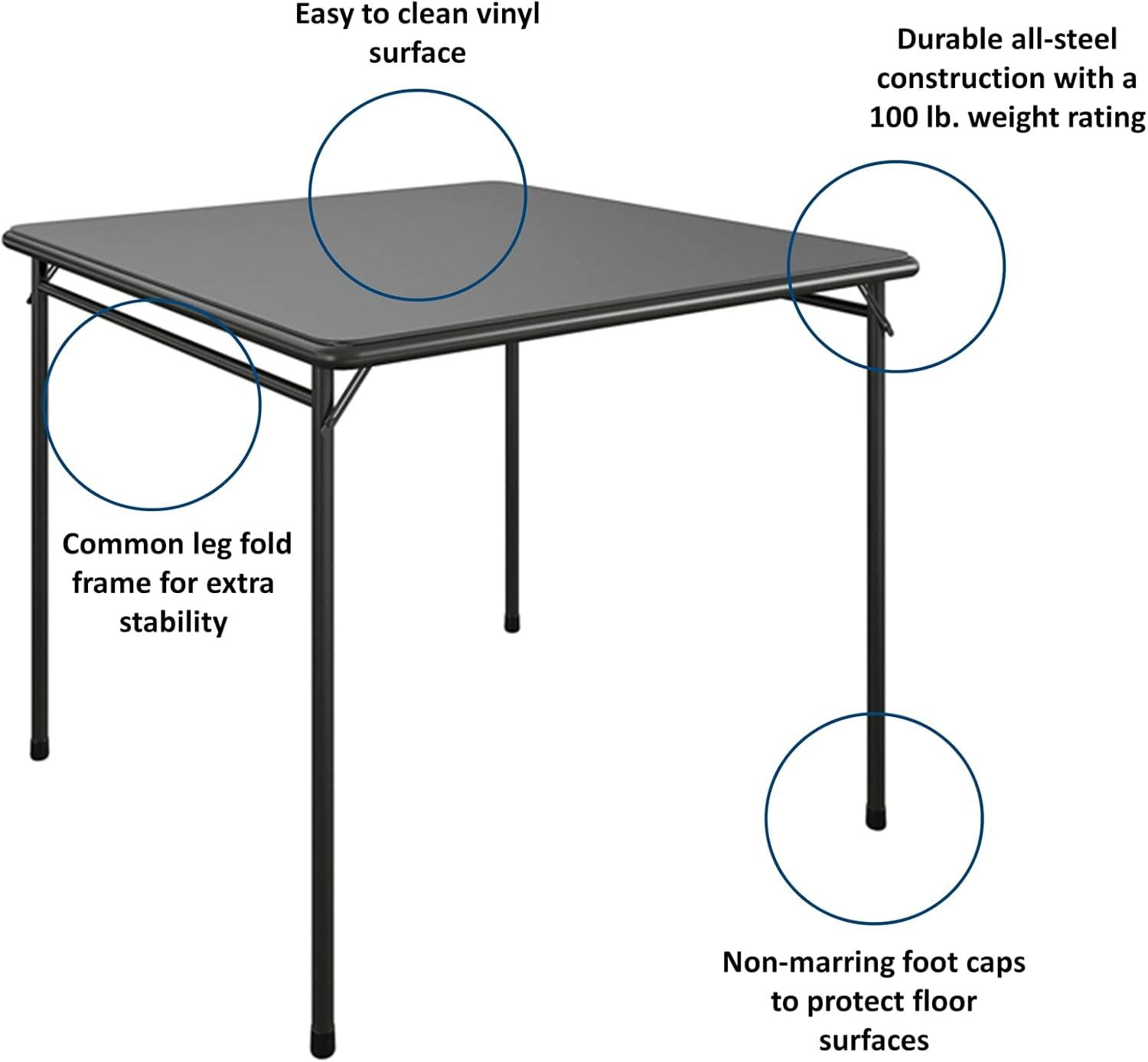 Gray 5-Piece Folding Dining Set with Fabric Chairs