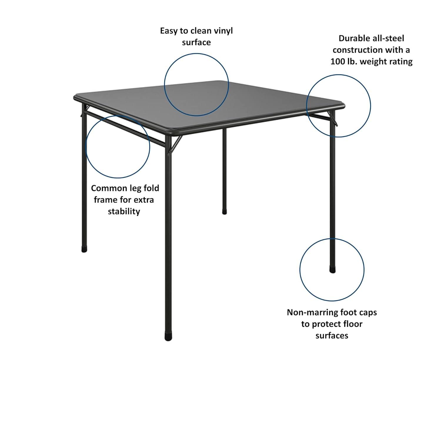 COSCO COSCO 5-Piece Folding Fabric Dining Set & 34" Vinyl Card Table