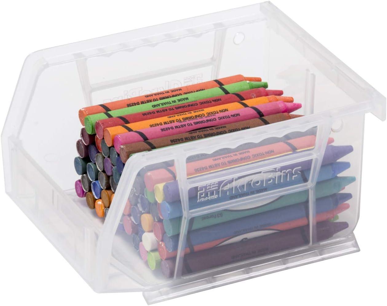 Akro-Mils Stackable Storage Bins, AkroBins Stacking Organizer, 5"x4"x3", Clear, 6-Pack