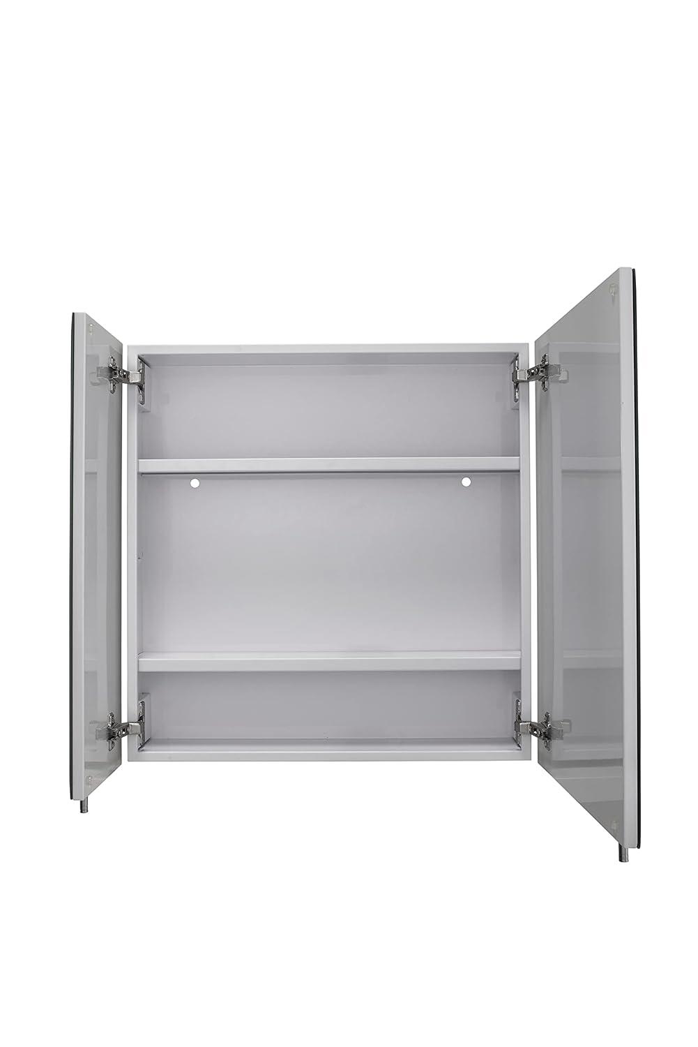 Croydex Wellington Double Door Aluminium Bathroom Medicine Cabinet in White (24x24in)
