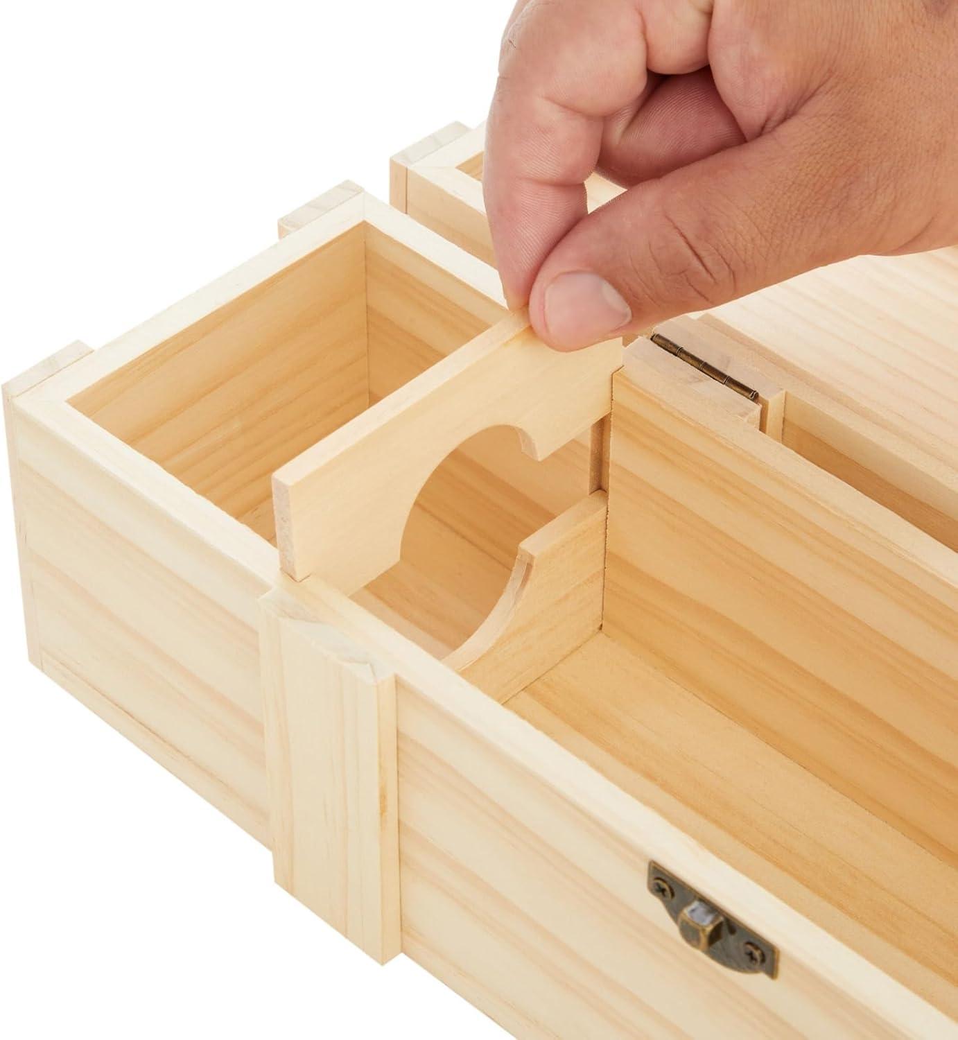 Juvale Wooden Wine Box for Split or Demi Wine Bottles, Single Wine Gift Box with Clasp for Birthday Party Gifts, Housewarming, Wedding, Anniversary (13.8x3.9x3.9 in)