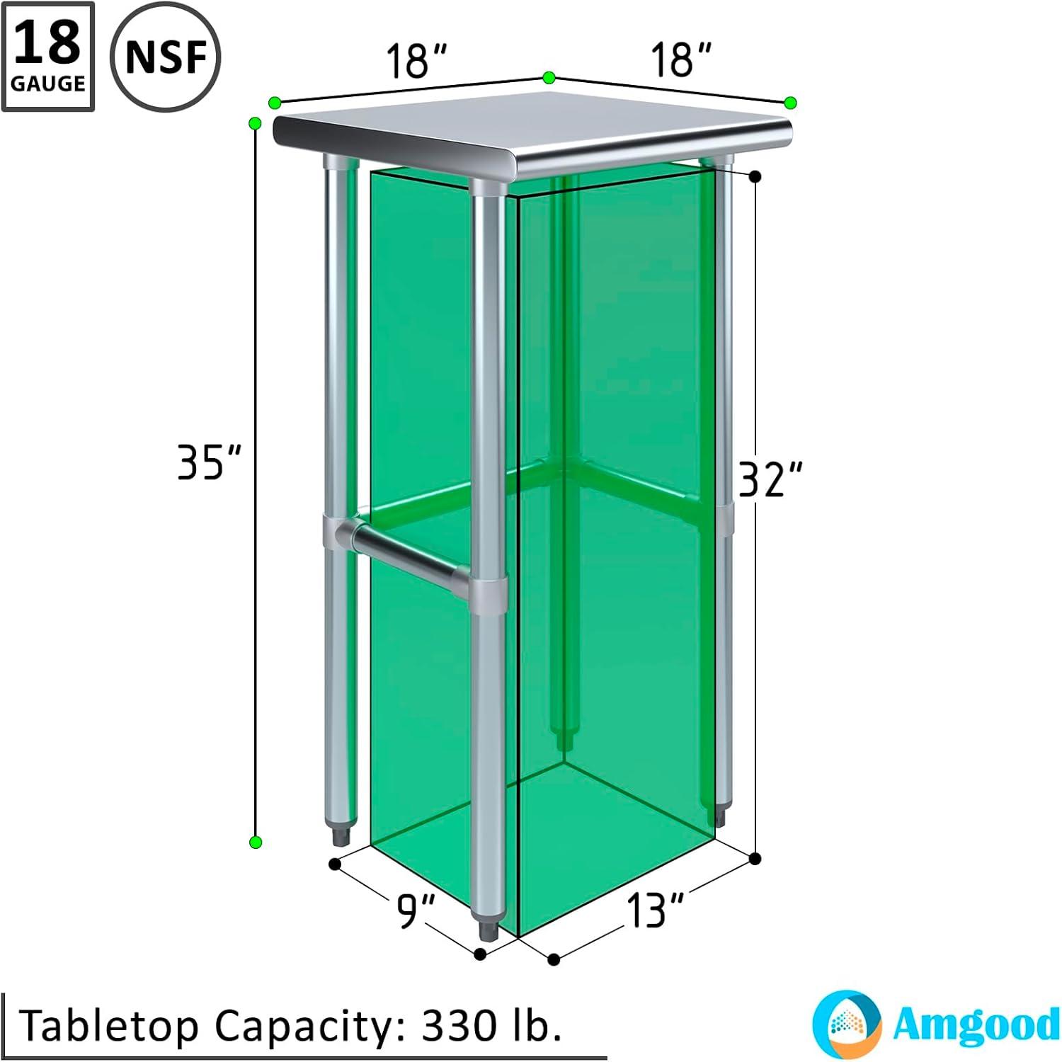 Amgood Stainless Steel Open Base Work Table