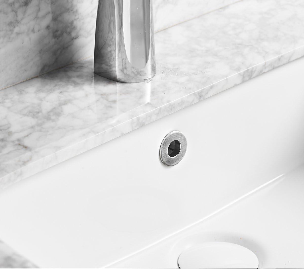 Greenspring Sink Basin Trim Overflow Cover Brass Insert In Hole Round Caps Brushed Nickel(2 Pack)