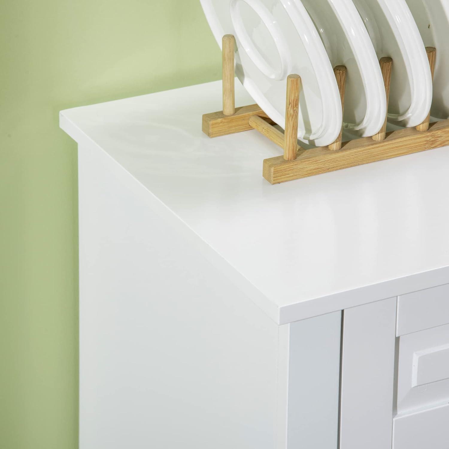 Qumbnk Sideboard Buffet Cabinet with 2 Drawers and Shelves, Perfect for Home, Living Room, Kitchen, White