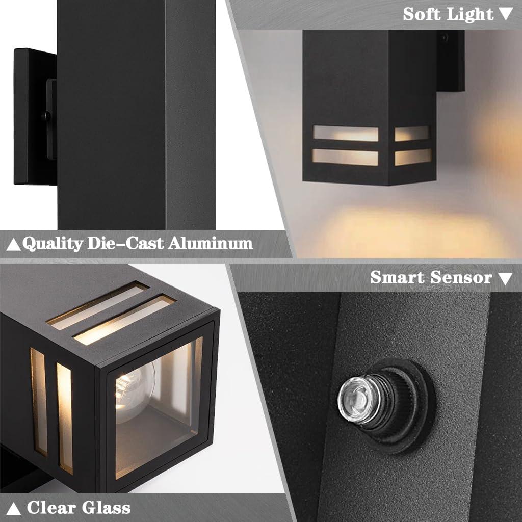 Black Aluminum Dual Light Modern Outdoor Sconce