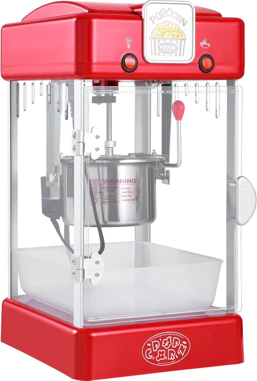 Stellweilan Tessberg Popcorn Popper Machine Tabletop Popcorn Maker 300W 2.5 Oz Red