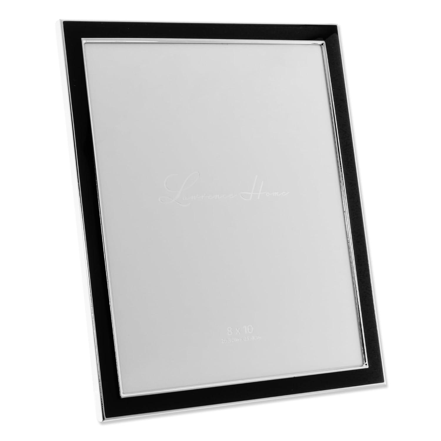 Lawrence Frames Silver Plated 8x10 Metal with Black Enamel Picture Frame 586080