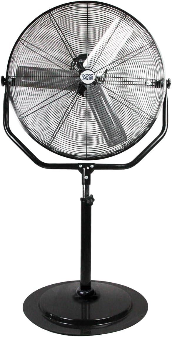 MaxxAir 30" Black Metal Industrial Pedestal Fan