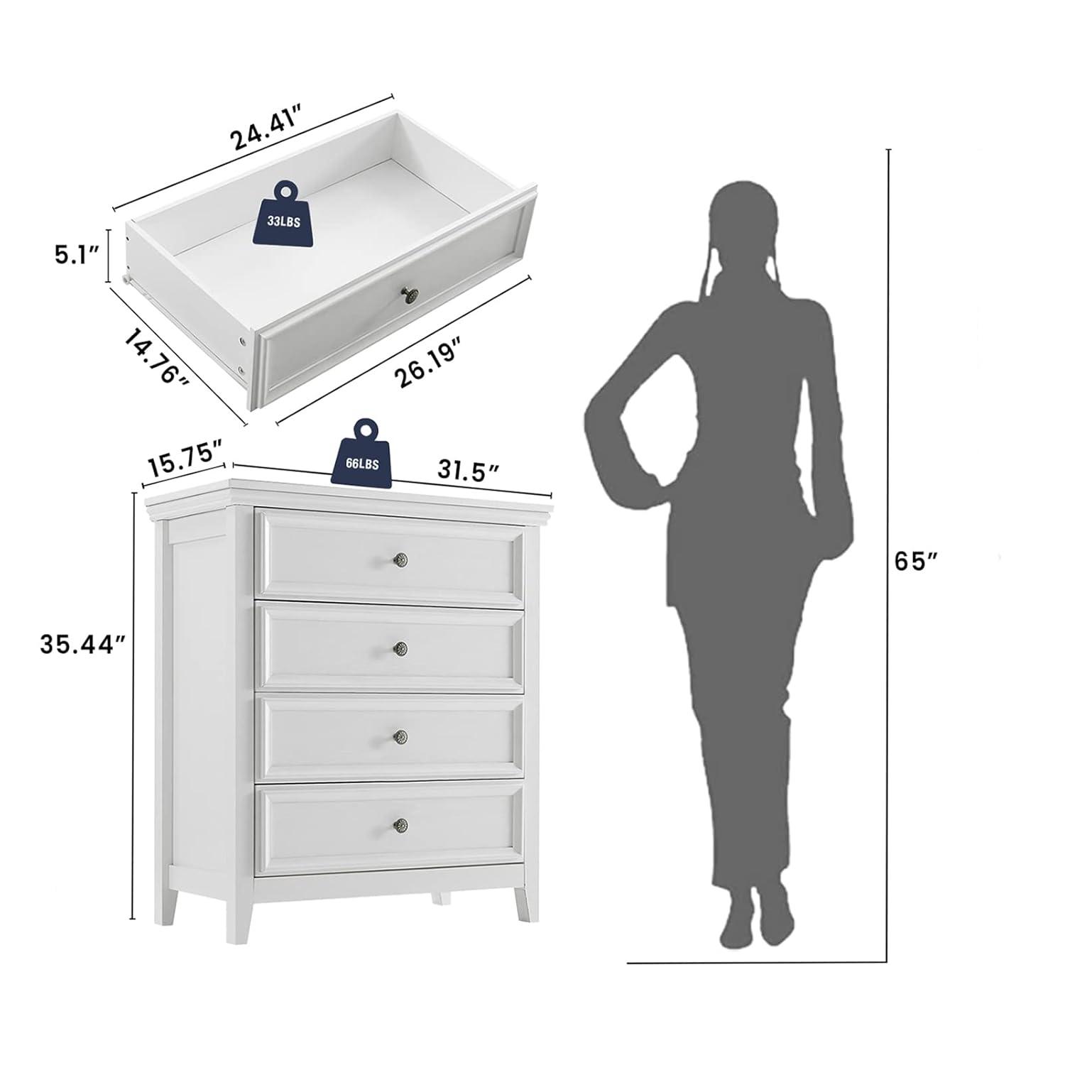 Drawers Dresser for Bedroom White - 5-drawer