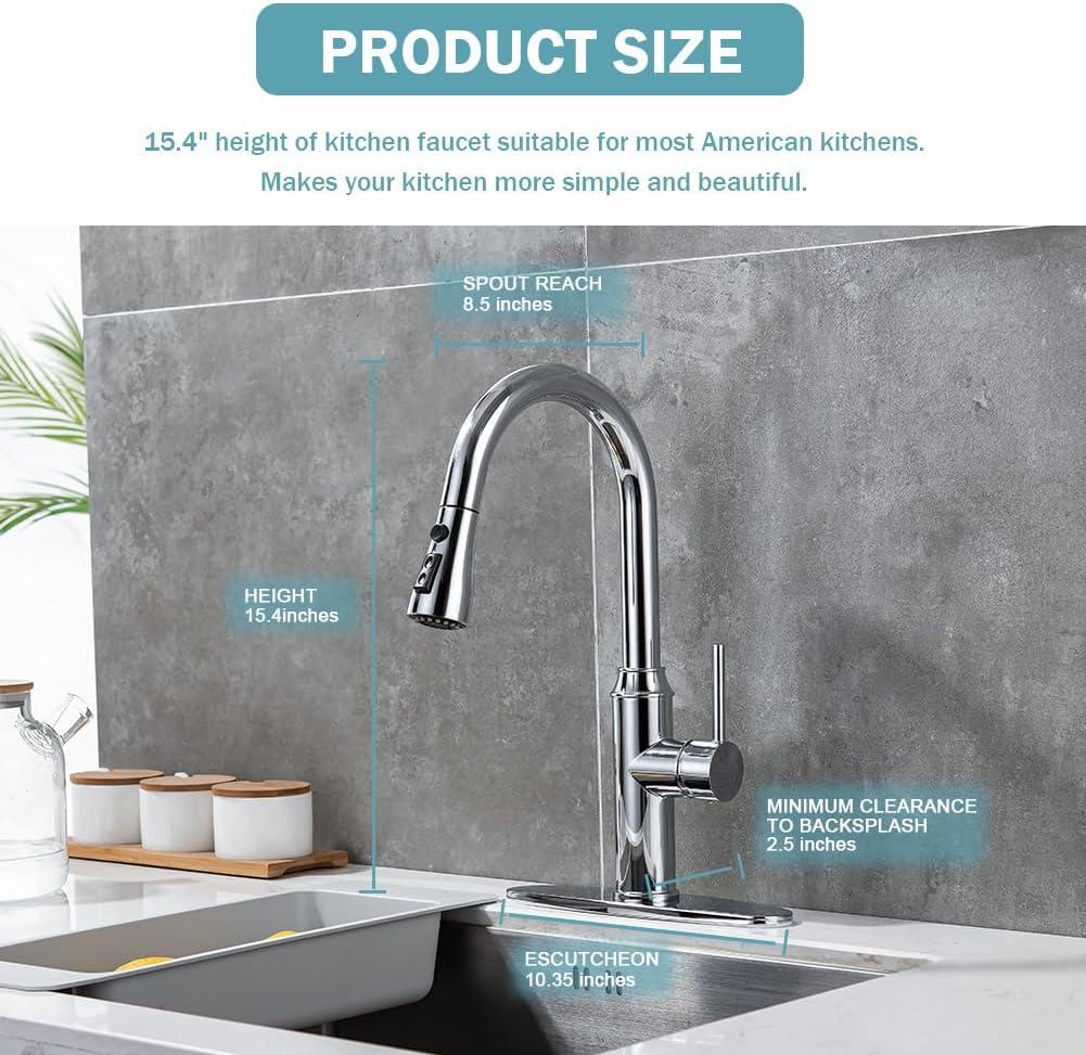 GAGALIFE Single Handle Pull Down Sprayer Kitchen Faucet High Arc Stainless Steel Faucet with 3-Function Sprayer JJL-CL-PT-SDP-C