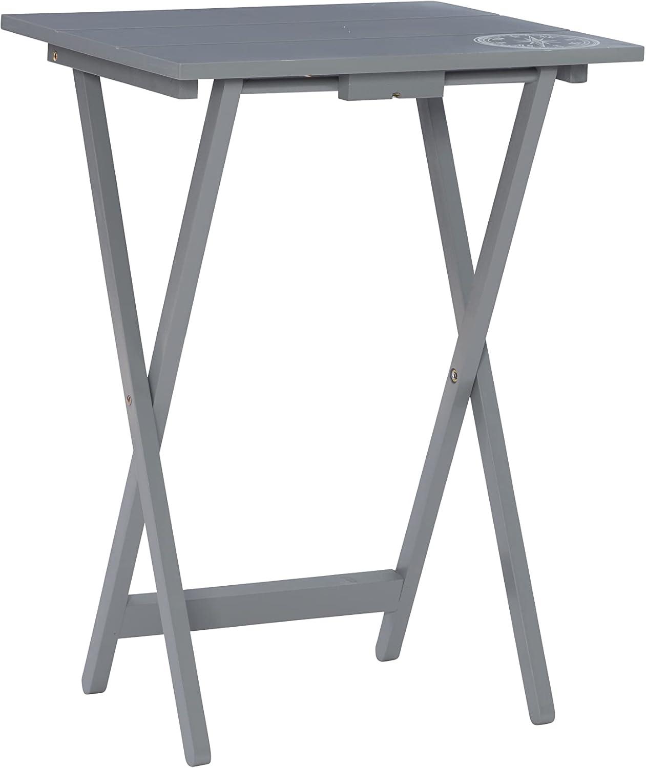 Gray Wood Foldable TV Tray Table Set with Stand