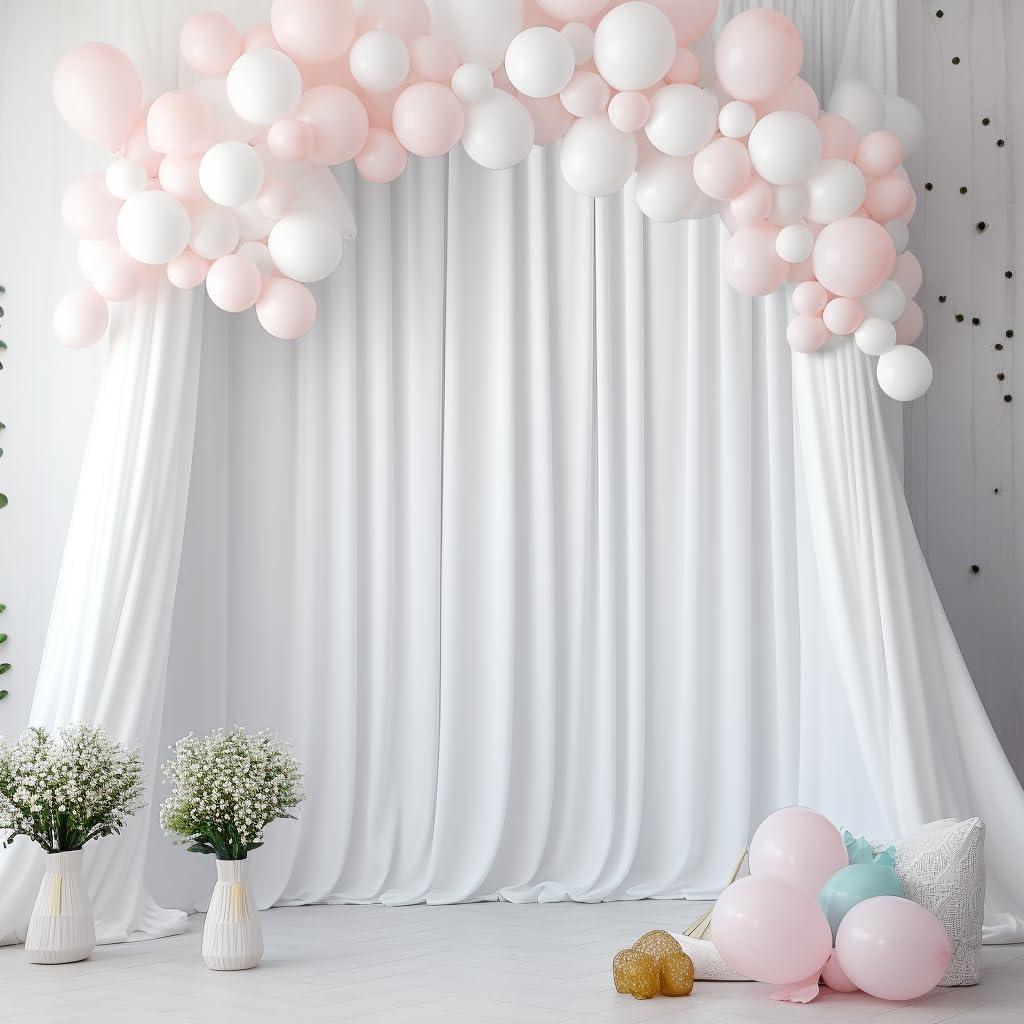 10x10ft White Backdrop Curtain for Parties Wrinkle Free Wedding Baby Curtain Backdrops for Birthday Party