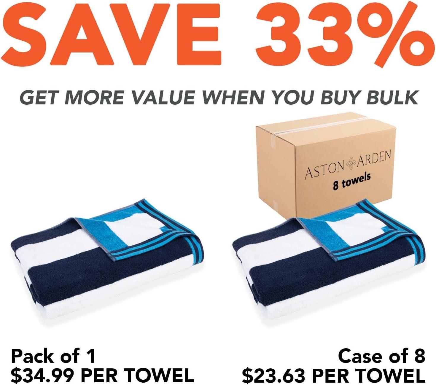 Aston & Arden Navy and Blue Cotton Reversible Beach Towel, 35 x 70 in