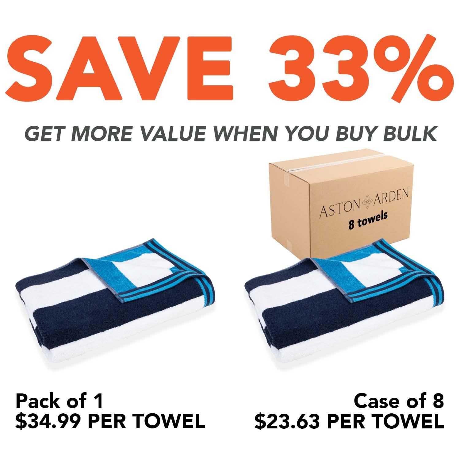 Aston & Arden Navy and Blue Cotton Reversible Beach Towel, 35 x 70 in