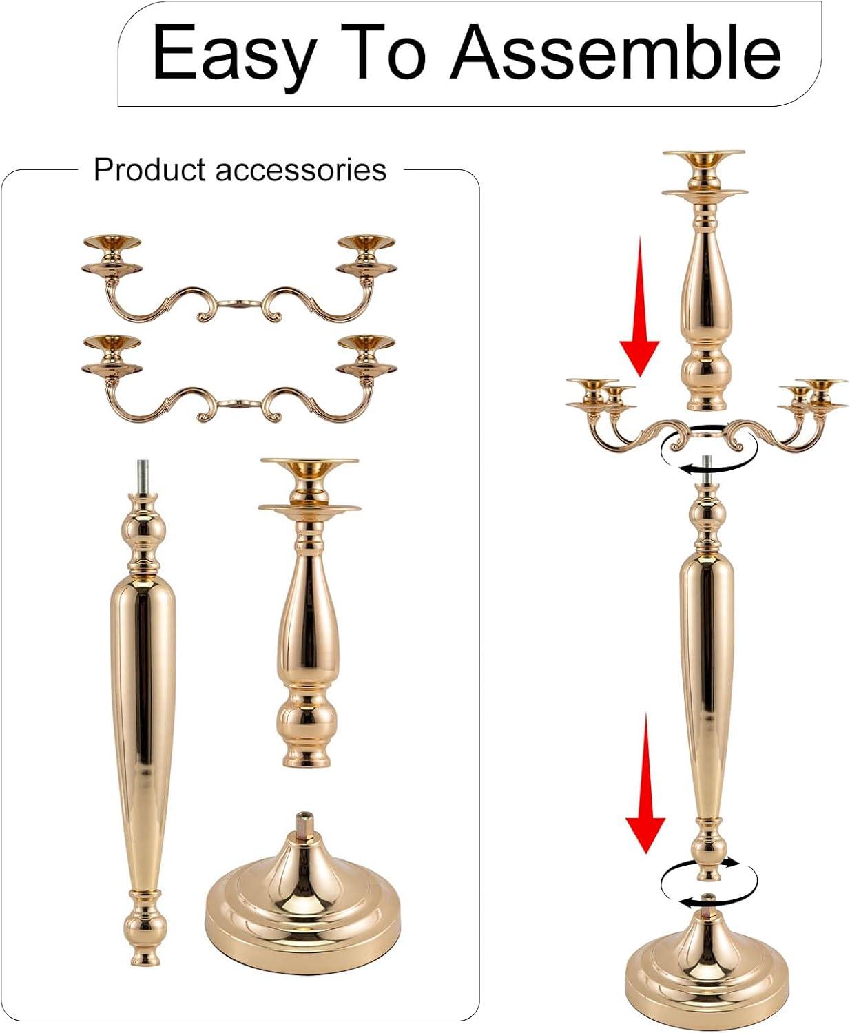 5 Arm Candelabra Candle Holder,  Candlestick Holder For Wedding Table Centerpieces, Halloween Christmas Decorative Candelabra Candlestick