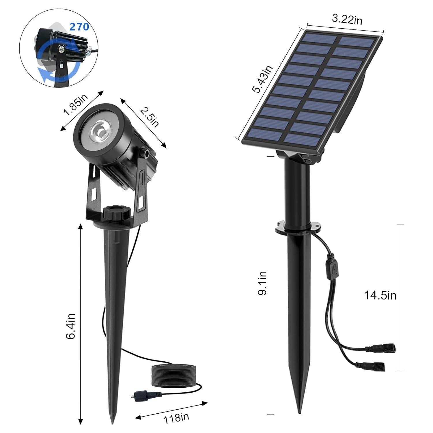 T-SUN LED Landscape Solar Spotlights, Waterproof Outdoor Solar Lights Auto ON/Off Solar Wall Lights for Garden, Driveway, Pathway, Pool Area(Warm White)