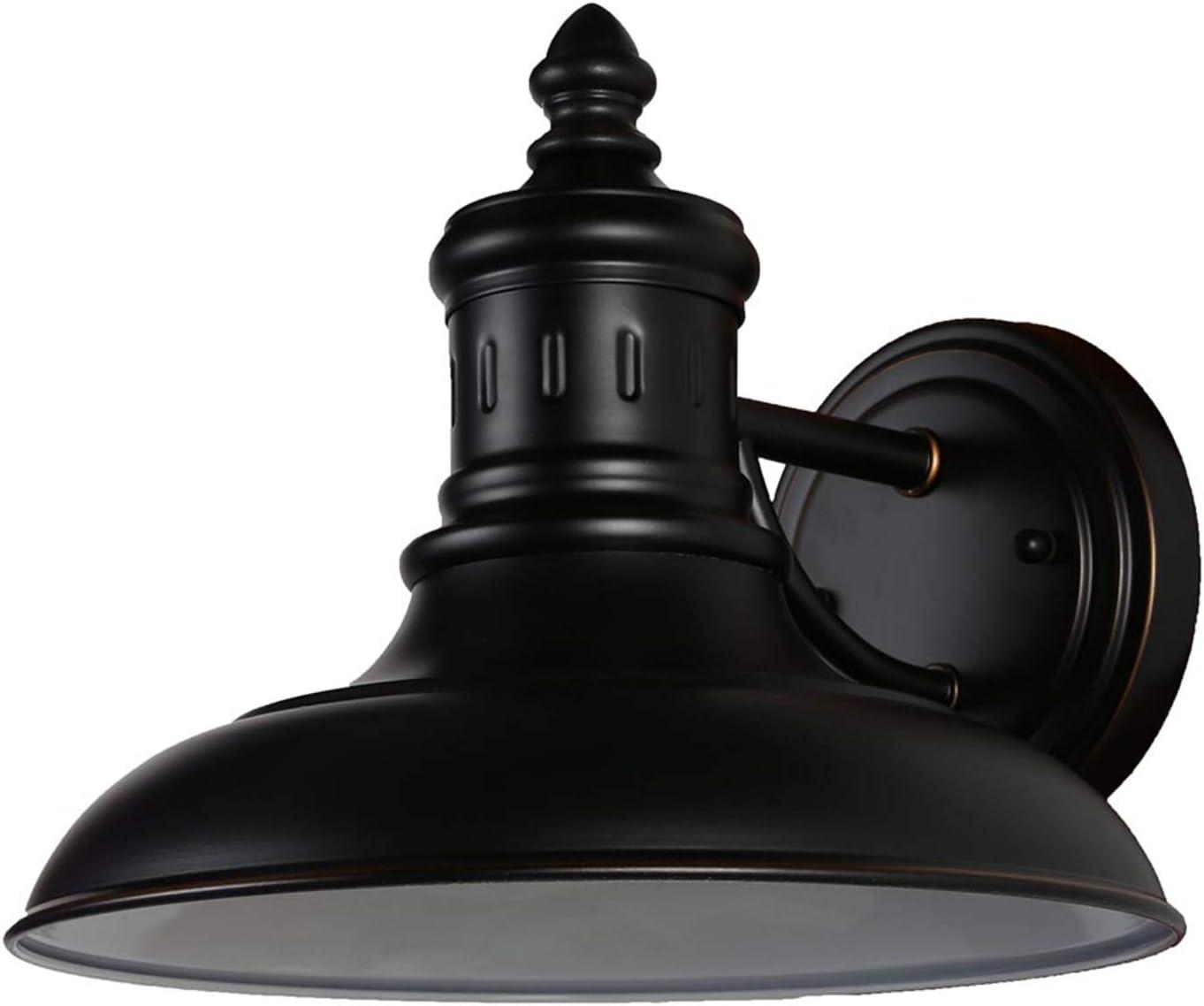 Design House 516732 Monterey Industrial Modern 1-Light Indoor/Outdoor Wall Mount with Metal Shade for Porch Entryway Barn, Oil Rubbed Bronze