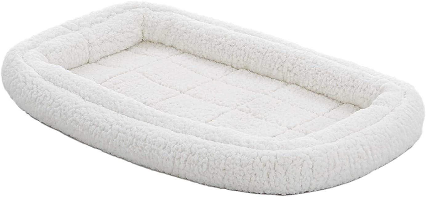 QuietTime Double Bolster Dog Bed & Crate Mat, White, 54"