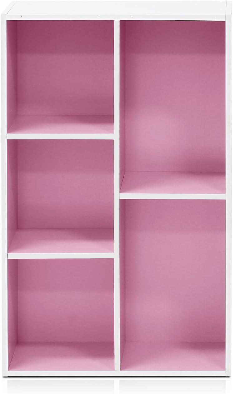 31" 5 Cube Decorative Bookshelf-Furinno Luder Reversible Open Shelf