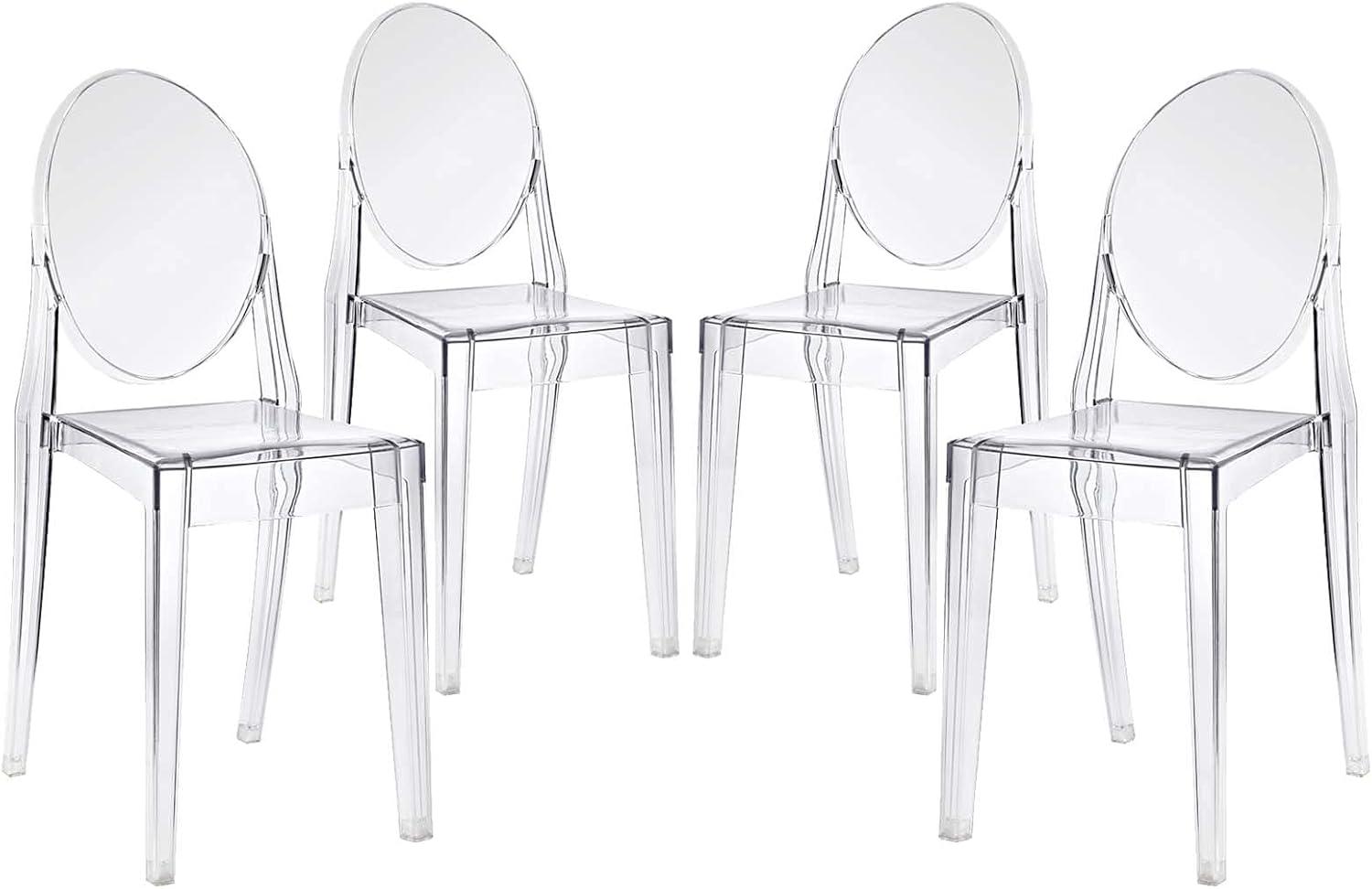 Modway Casper Modern Acrylic Stacking Four Dining Armchairs