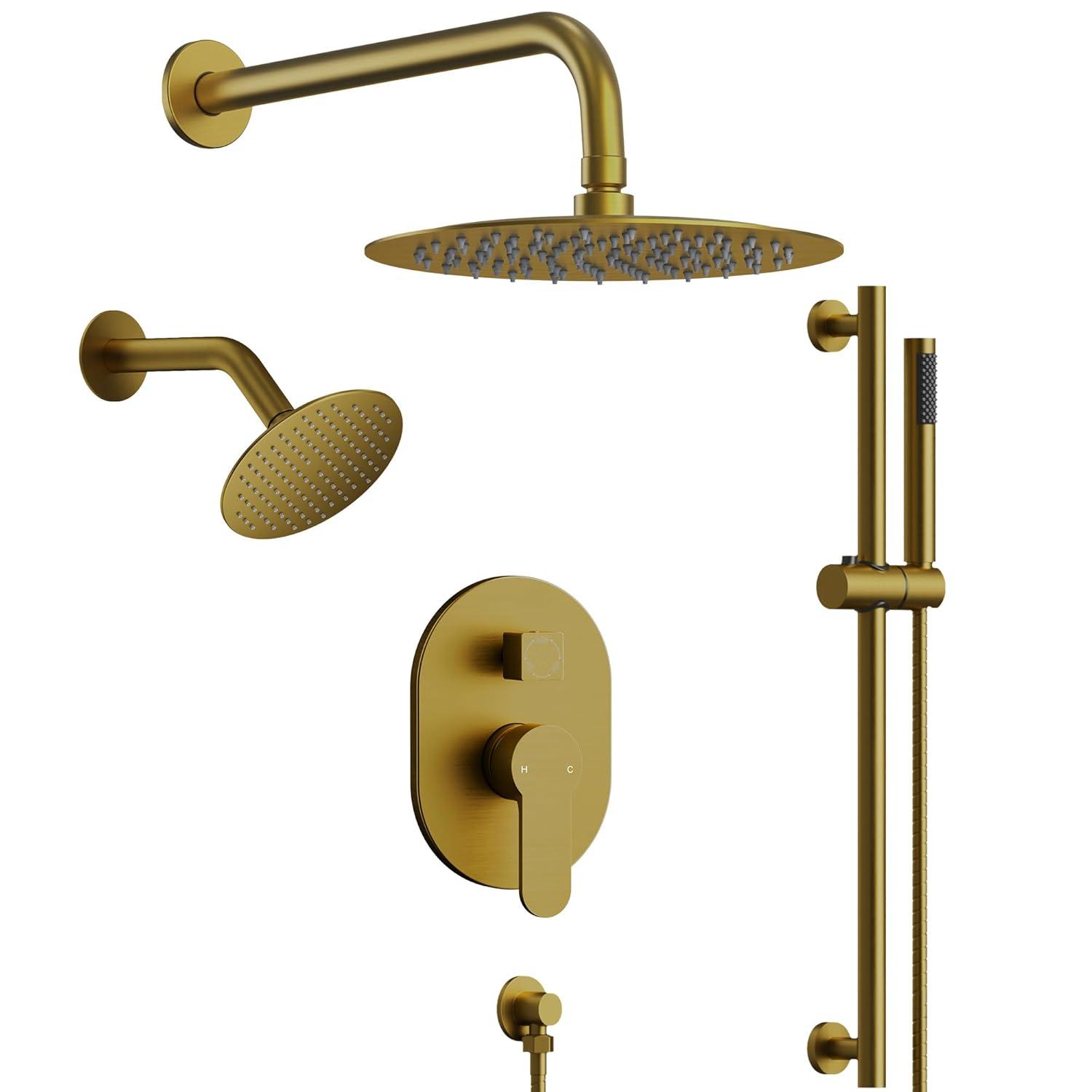 DualJetSpa 3-Function Round 10" & 6" Dual Shower Faucet System with Pressure Balancing Rough-In Valve