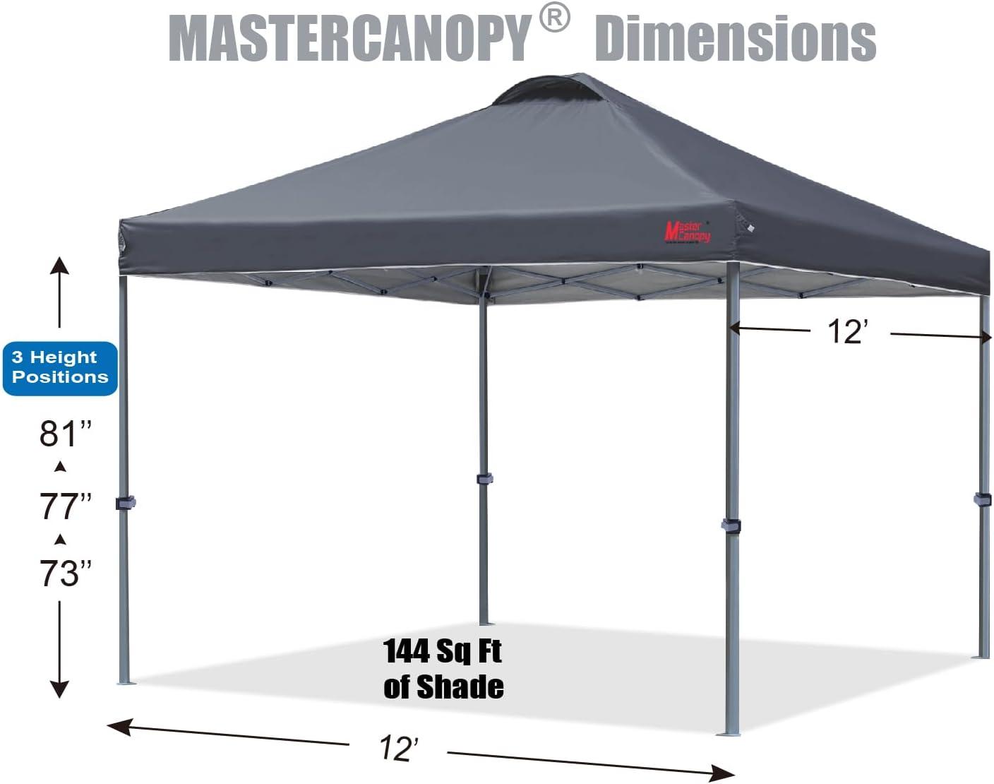 Durable Dark Grey 12x12 Pop-Up Canopy Tent with Roller Bag