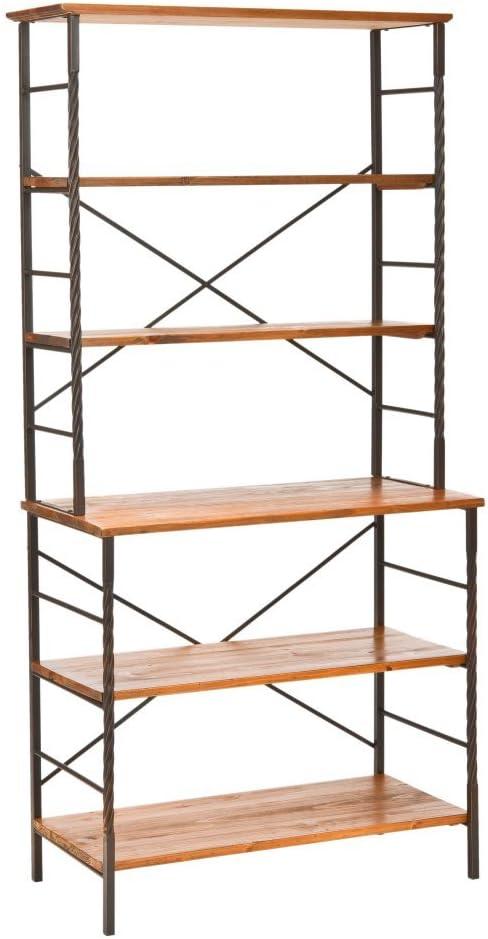 Brooke 6-Tier Walnut and Pewter Industrial Etagere