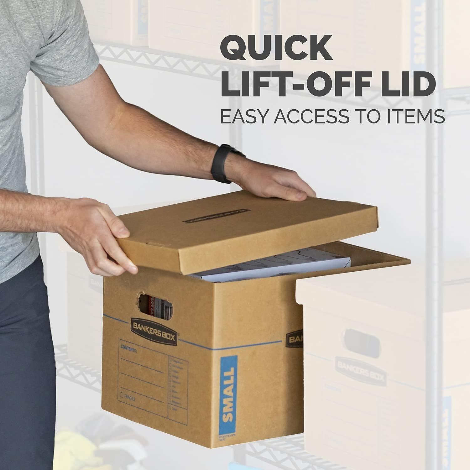Bankers Box SmoothMove Classic Moving/Storage Boxes, Half Slotted Container (HSC), Small, 12" x 15" x 10", Brown/Blue, 20/Carton