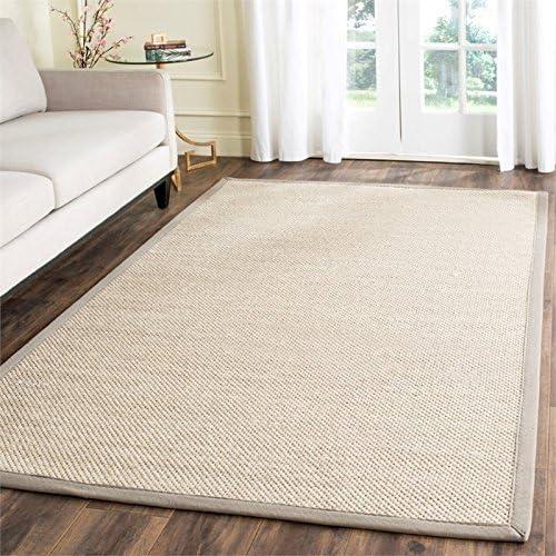 SAFAVIEH Natural Fiber Kentigern Border Seagrass Area Rug, Marble/Khaki, 9' x 12'