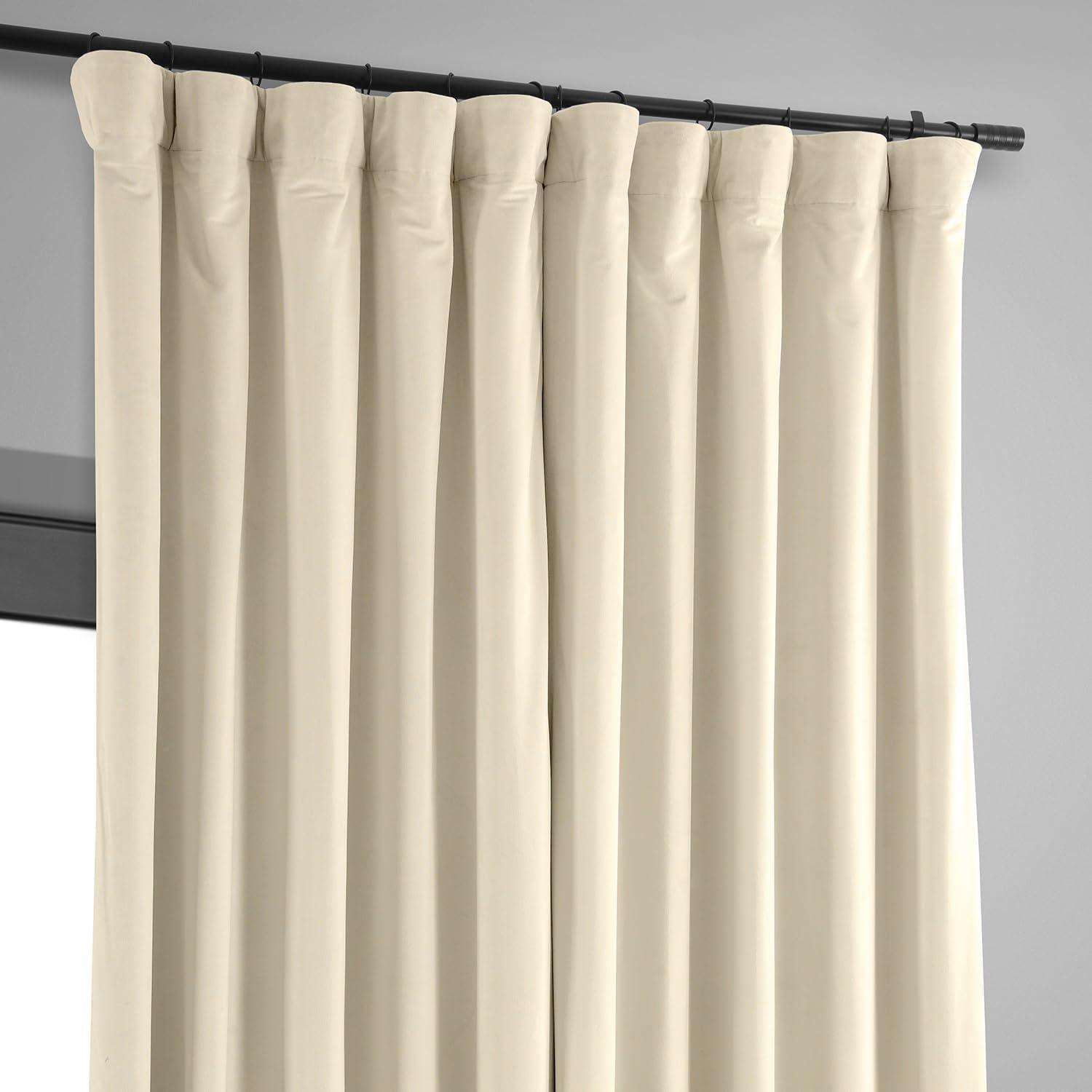 Half Price Drapes Signature Ivory Extra Wide Velvet Blackout Curtains (1 Panel), 100W X 120L