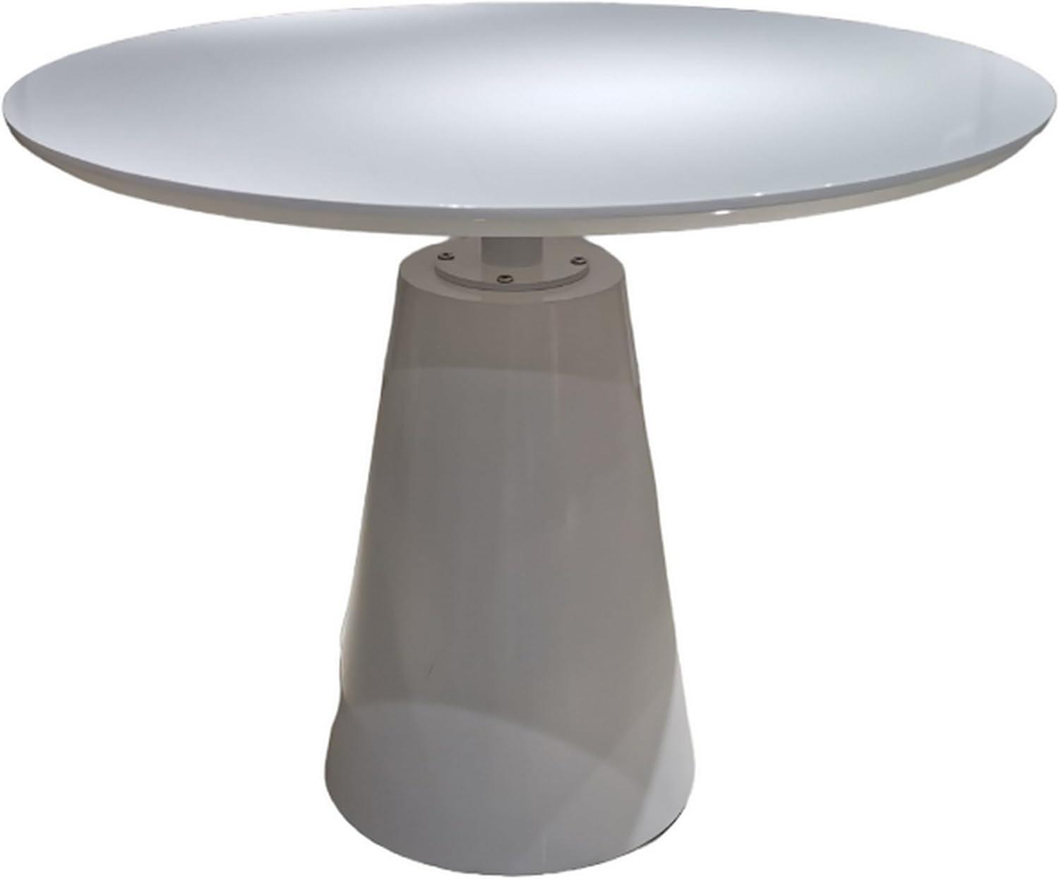 Benjara  36 in. Nasa Modern Dining Table with Round Lacquer Surface & Pedestal Base, White