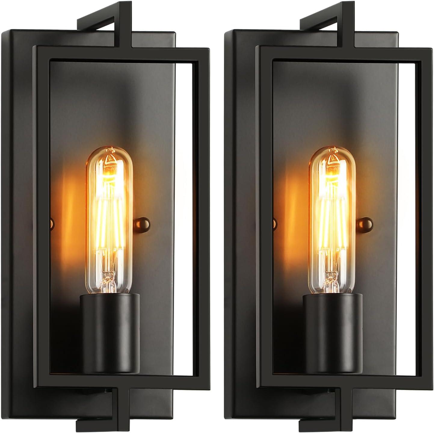 Set of 2 Black Wall Sconces Vintage Wall Sconces Lighting Farmhouse Wall Light with E26 Base Indoor Wall Mount Lamp