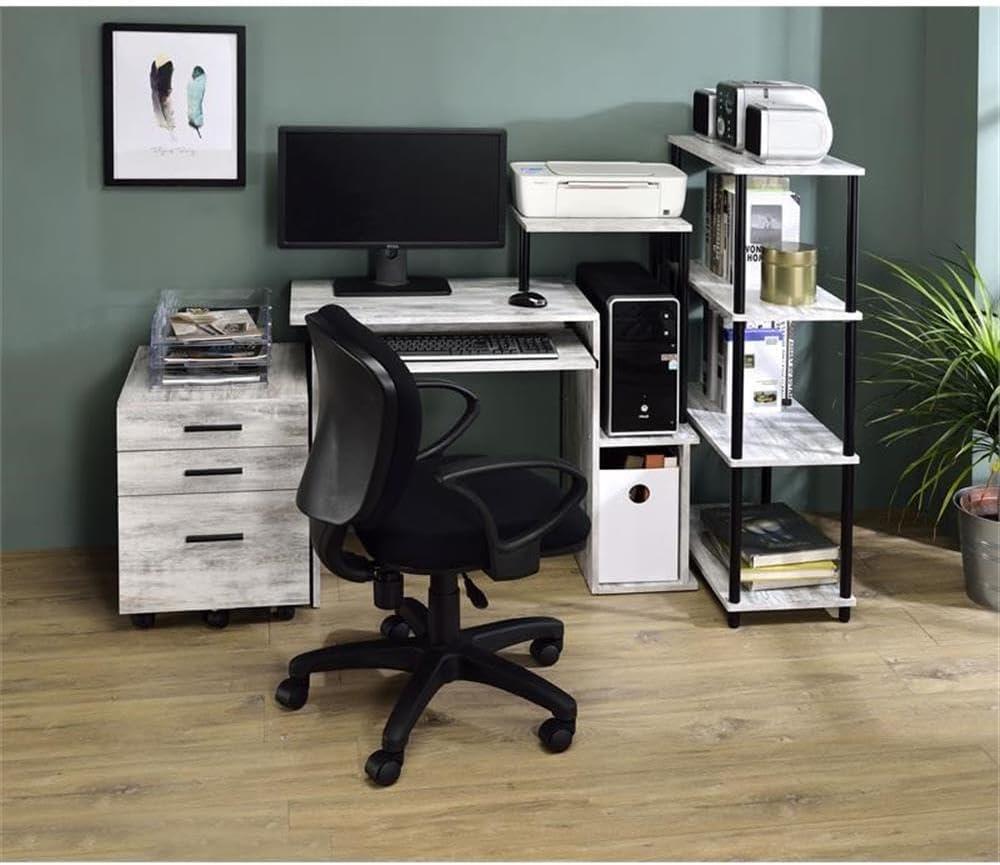 ACME Lyphre Computer Desk in Antique White and Black