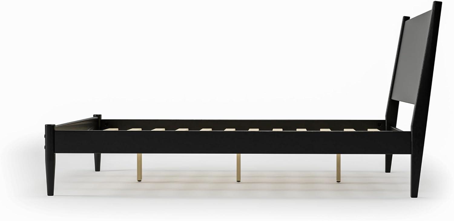 Camaflexi Mid Century Platform Bed Wood Panel Bed Frame with Headboard, Queen, White