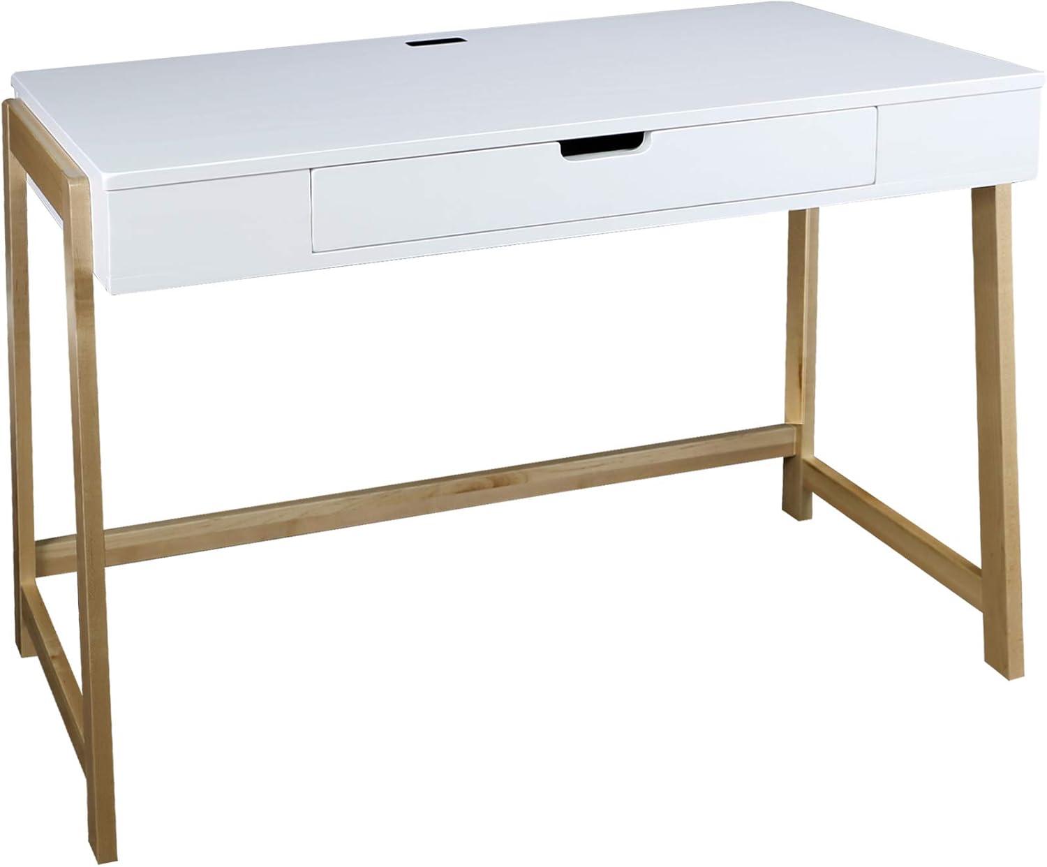 Indoor Furniture Neorustic Smart Desk With Usb Ports - Two-Tone (White,Natural)