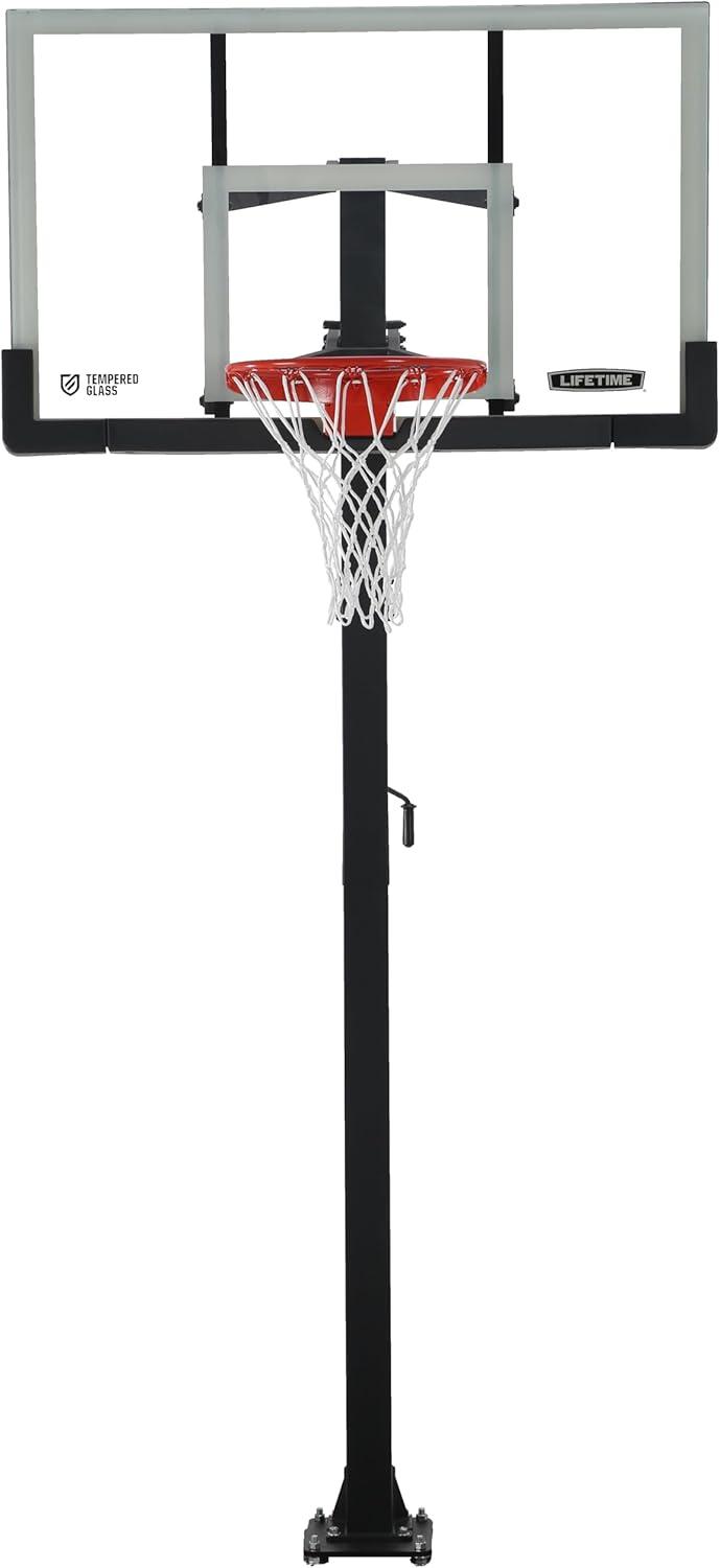 Lifetime Lifetime Height Adjustable Bolt Down Basketball Hoop (54" Tempered Glass Backboard)
