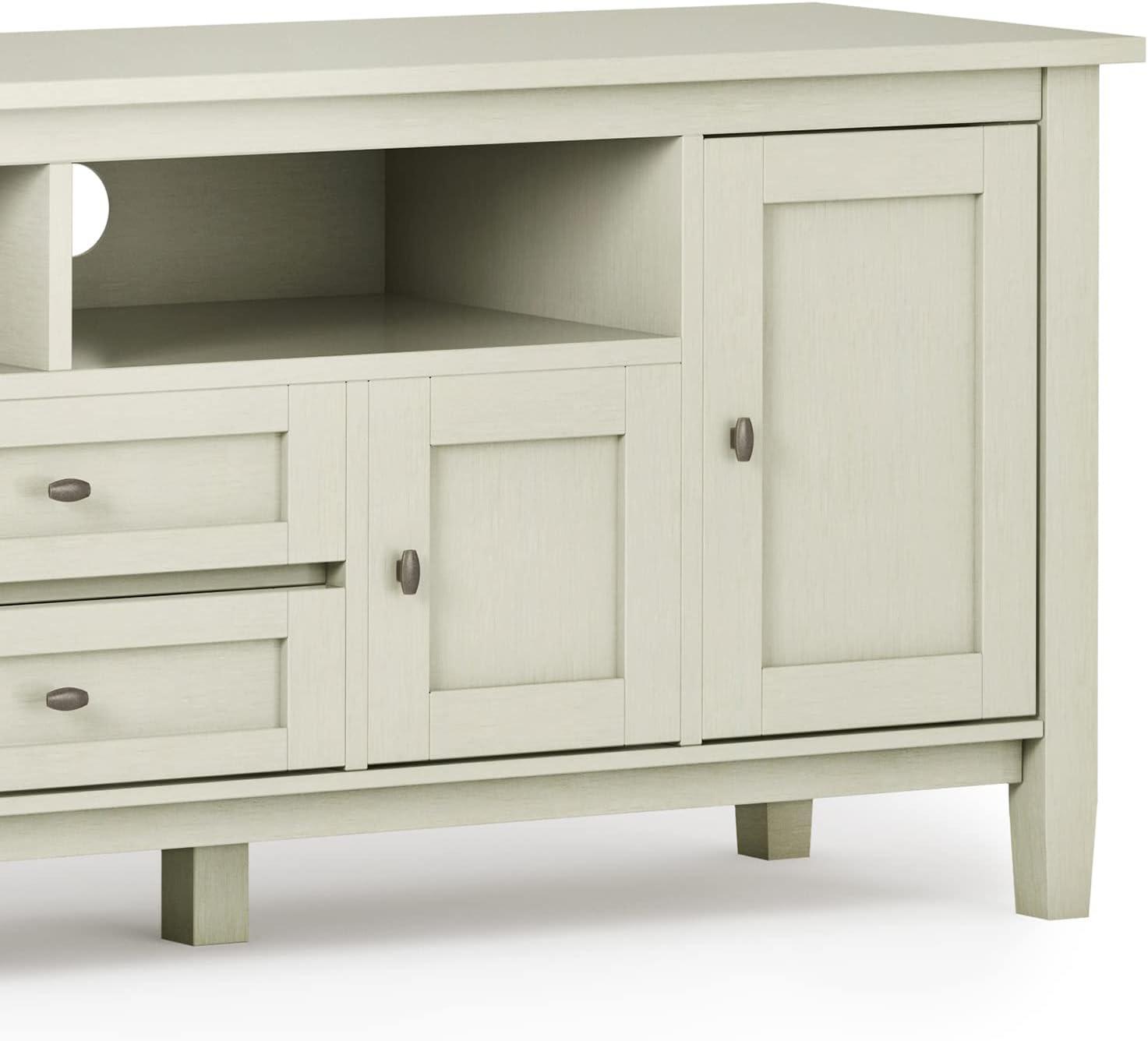 Simpli Home Warm Shaker 72"W Solid Wood TV Stand for TVs up to 80" with 4 Storage Cabinets and 2 Drawers